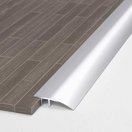 Aluminum Floor Transition Strip Door Bar,Floor Bar for Doorways Threshold Ramp Tile Laminate Planks,Bridge The Height Between 6-12mm(Silver,0.9m × 4.3cm)