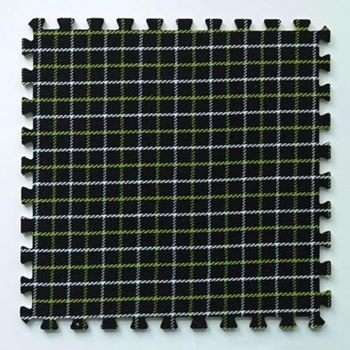 KjoiDWz Alfombra de Espuma Suave de 30 uds, Estera de Tierra de retales de algodón y Lino, Estera de Tierra de retales Cuadrados entrelazados(Dark Green)