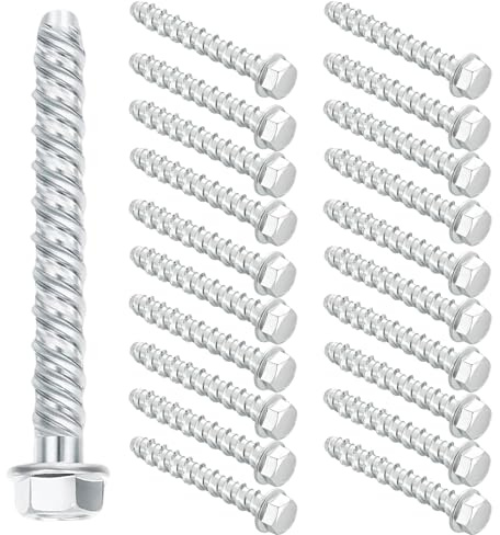 DAIRYCOF 20 viti per calcestruzzo a testa esagonale con flangia, M6 x 60 mm, autofilettanti, bulloni di ancoraggio per muratura, per uso esterno in terrazze, recinzioni, legno, pietra
