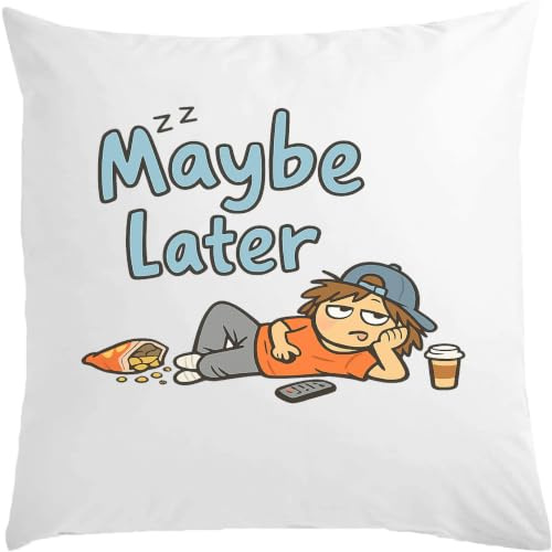Förskrastination och Lazy Day humör vit kudde 40 x 40 cm med fyllmedel vit