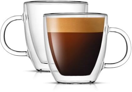 JoyJolt Savor Double Wall Insulated Glasses Espresso Mugs (Set of 2) - 5.4-Ounces