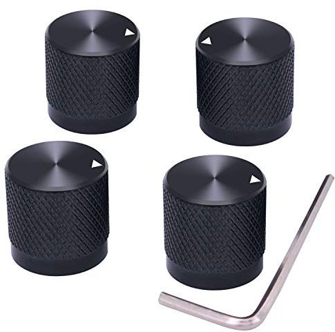 Taiss/4 stücke Schwarz Aluminium Rotary Potentiometer Drehknopf für 6 mm Durchmesser Welle, Lautstärkeregler, Audio-Knopf, Gitarrenknopf, Schalterknopf, 17 mm Durchmesser x 17mm Höhe