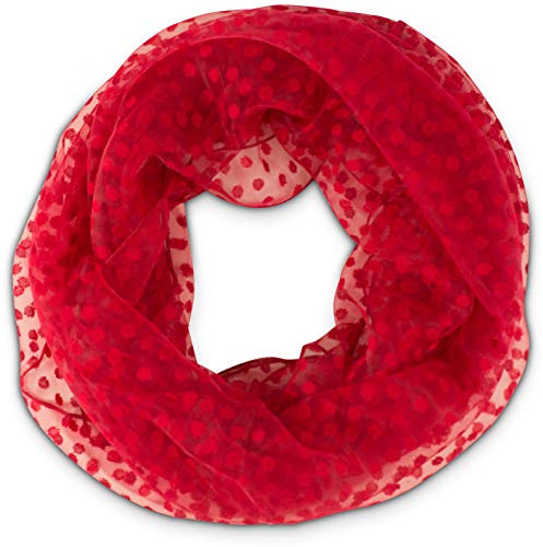 fashionchimp Loop - Bufanda de verano para mujer, diseño de quemado, algodón y poliéster, bufanda XXL ligera, Puntos rojo oscuro, Talla única