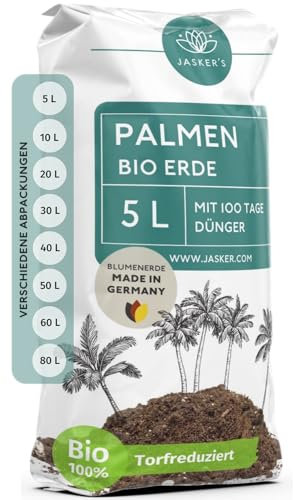 Bio Palmenerde 5 L - Blumenerde mit 45% weniger Torf - Erde für Zimmerpflanzen mit Dünger