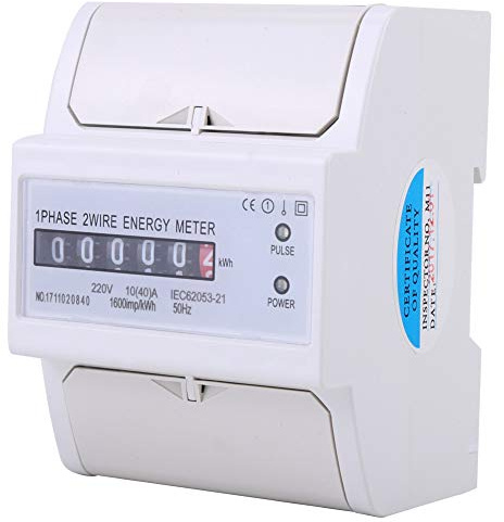 Contador de energía Monofásico 2 hilos Carril DIN Contador de energía KWh electrónico 10 (40) A para instalación fija en interiores