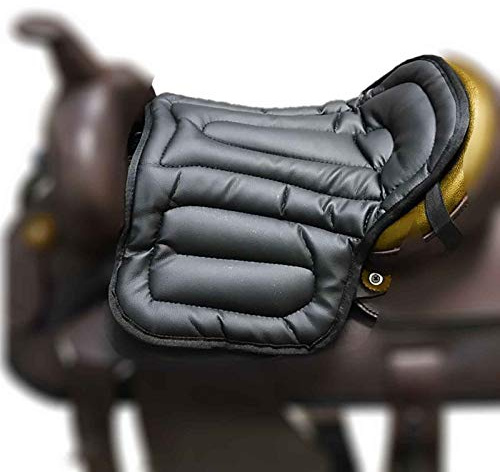 HEWXWX Silla de Montar Absorción de los Golpes y Engrosamiento, Almohadillas Blandas para el Asiento del Caballo Equipo de equitación Almohadillas de Montar del Oeste de la PU indoloras,Black