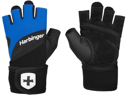Harbinger Training Grip Wristwrap 2.0 Handschuhe für Gewichtheber, Unisex, Blau, Medium