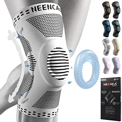 NEENCA Tutore Ginocchio,Tutore Fascia per Compressione Ginocchio Cuscinetti per Rotula e Supporto Laterale,Supporto per Ginocchia ad uso Medico per Corsa,Lesioni al Menisco,Artrite,Infortunio Sportivo
