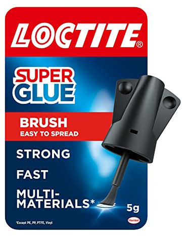 Loctite Super Glue Brush On, Superglue with Applicator Brush, Fast-Drying Clear Glue for Metal, Plastic and More, Easy-To-Use Strong Glue with Easy-Open Cap, 1 x 5 g (Pack of 4)