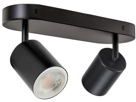 Aurorast Projecteur de plafond 2 Spots, Plafonnier LED réglable GU10, Spots muraux modernes pour plafond de cuisine, chambre à coucher, salle de séjour