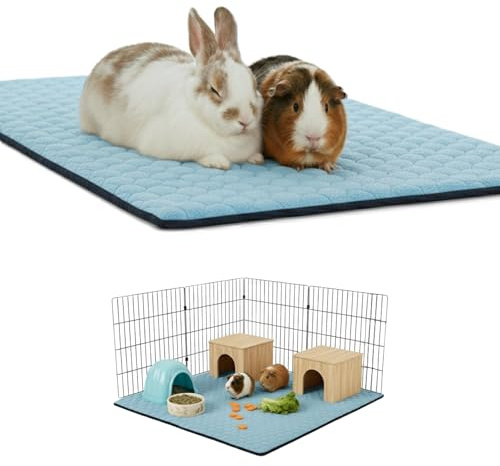 NEO SOLVO Sovdyna, Sängkläder, Fleece burfoder för kanin och marsvin - 60 x 120cm (Mellanvästern) med en tunnelfilt av fleece för borttagning - Perfekt för burar och C&C - Absorberande vattentät - Blå