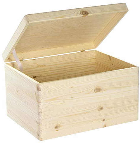LAUBLUST scatola in legno con coperchio - 40x30x24cm, naturale, FSC® - scatola multiuso senza maniglie - scatola portaoggetti | Scatola dei ricordi | Confezione regalo e artigianato