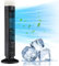 Jiawu 15' Turmventilator, 90° Oszillations-Tischventilator, Flügelloser Schreibtischventilator mit Licht, Kompaktes Nachtlicht mit Standventilator für Zuhause, Büro, Schlafzimmer (BLACK)