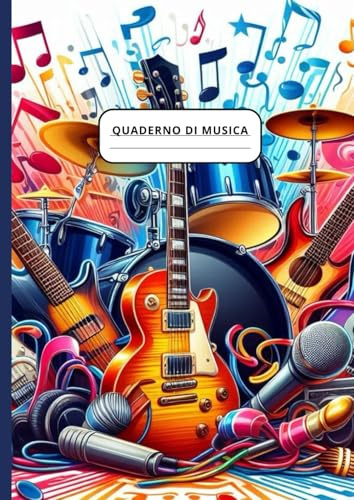 Quaderno Pentagrammato A4 di Musica: Per Ragazzi e Bambini - Pagine Numerate con 12 Pentagrammi a Pagina - Indice Iniziale - Formato Grande A4 - Copertina lucida