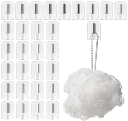 Dreamark 30 Stück Gardinenhaken Selbstklebend - Weiß Klebehaken für Gardinenstange & Vorhänge, Einfach zu Montieren, Gardinenhalter für Scheibengardinenstange, Kunststoff, Ohne Bohren