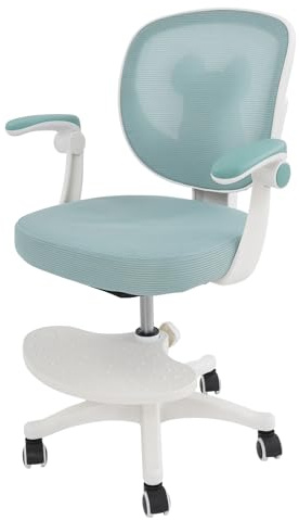 Hadwigger 360° Drehbarer Kinderschreibtischstuhl,Ergonomischer Schreibtischstuhl mit Höhenverstellbarer,Hochklappbare Armlehnen,Atmungsaktives Mesh, moderner Lernstuhl für Junge Lernende (Hellgrün)
