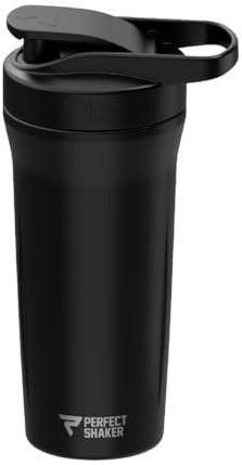 PerfectShaker Premium Stainless Steel Shaker Bottle – Double Wall Vacuum Insulated, Leak-Proof, BPA-Free, Non-Toxic, ActionRod Mixing – Gym, Fitness & Travel Protein Shaker -27oz (Black)