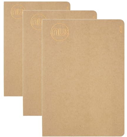 nu: A5 Manilla Stitched Spine Notebook | 80 Pages, Ruled, Cream Paper | Stationary Notebook | Recycled & FSC-Certified | Stylish & Durable | Kraft Range (Pack of 3)