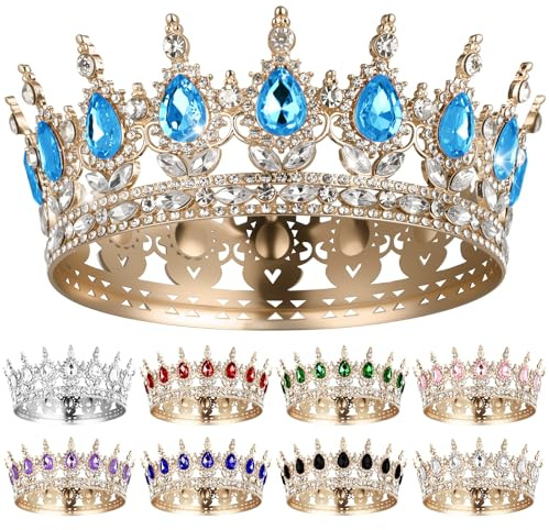 AOOSA Drottningskrona, rund tiara, full rund kristallflicka tiaror glänsande strass, vackra brudtiaror för bröllop, fotografering, kostymfester, födelsedagsfester