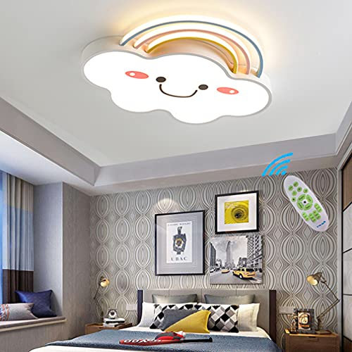 Deckenleuchte Kinderlampen Schlafzimmer LED Dimmbar Deckenlampe Moderne Regenbogen Wolke Designer Pendelleuchte Mit Fernbedienung Jungen Mädchen Deko Lampen für Esszimmer Esstisch Flur Decke Lampen