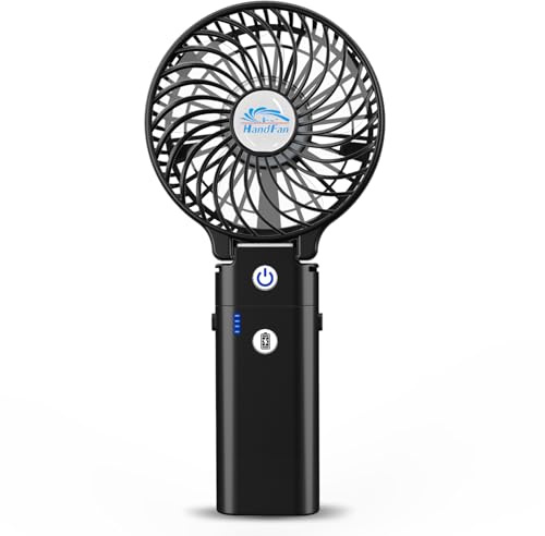 HandFan 10400mAh Handheld Fan Rechargeable, 40Hrs Long-Lasted Hand Fan, Mini Personal Fans Foldable, Heavy Duty Battery Fans Portable for Travel Beach Concerts Cruise Makeup(Clear Blade)