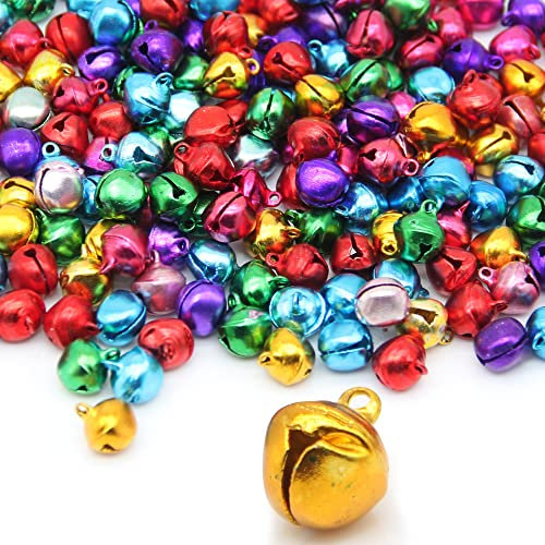 H&W 200Pcs Kleine Schellen Glocken,12mm Bunte Metall Handwerk Glöckchen, DIY Glocken für Weihnachten, 7 Farben Jingle Bells für Handwerk,Katzenhalsbänder und Schmuck Machen