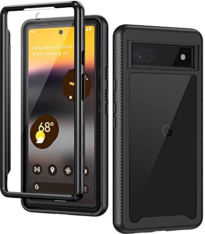 seacosmo für Google Pixel 6a Hülle [mit Eingebautem Displayschutz] 360 Grad vollschutz Pixel 6a Case Stoßfest Rugged Handyhülle, Schwarz