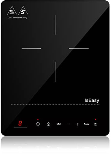 IsEasy Single Induction Cooker 2100W Portable Induction Hob with Slim Black Crystal Panel Body, Induction Plate with 9 Power Levels Setting, Max & Min Function, 8-hours Timer, Safety Lock (WQ-8030)