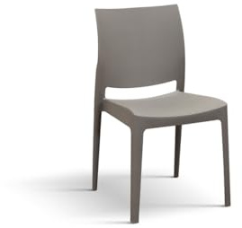 PAZZO DESIGN Sedia Alberto, Set Da 4 Sedie, Tortora, Sedia In Polipropilene, Cucina, Sala Da Pranzo, Per Ufficio, Impilabile - id_2083