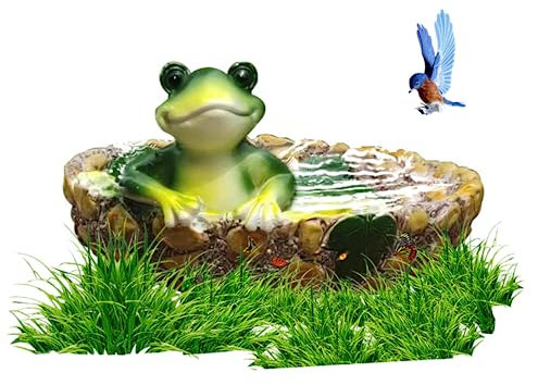Baignoire À Oiseaux Resine Grenouille Décorative Bol De Bain d'oiseaux 5,3 Pouces Effeecher d'oiseaux Piscine De Jardin Ornement D'oiseau Extérieur Mangeur D'oiseau Décorations De Cour Extérieure