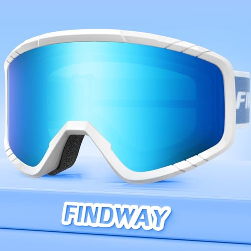 Findway Kinder Skibrille, Snowboard Brille für Brillenträger, OTG, UV-Schutz Kompatibler Helm, Anti Fog Kinderskibrille Ski Goggles für Skifahren/Skaten/Schneemobil, Für Junior Teenager 3~14 Jahre