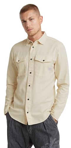 G-STAR Marine Slim Long Sleeve Shirt, Camisetas para Hombre, Beige (Ecru GD D24963-D454-C487), XS