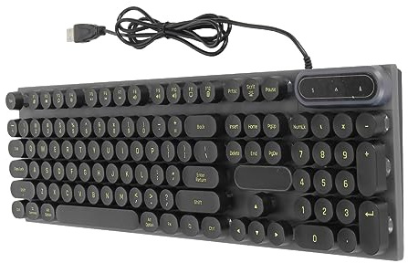 Vikye Mechanical Keyboard, 104 Keys USB Wired Gaming Keyboard with Colorful Backlit, Waterproof Plug and Play Computer Keyboard with Round Keycaps for Family Office Editing (Punk Black)