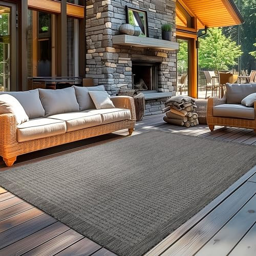 Carpetsale24 In- & Outdoor Teppich Wetterfest 80 x 150 cm Läufer Schwarz - Flur Waschbar, Wasserfest, Pflegeleicht und Flachgewebe - Ideal für Balkon, Garten, Terrasse und als Küchenläufer