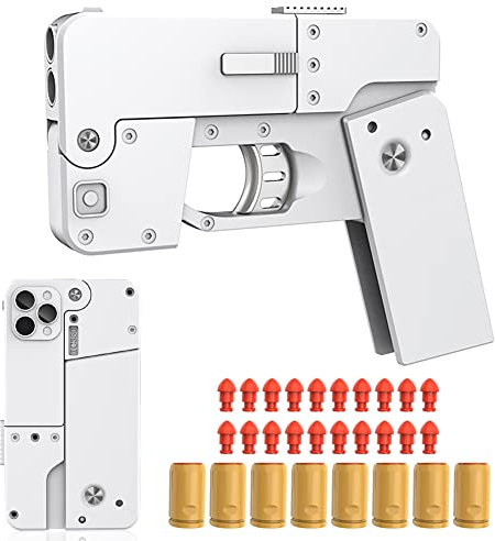 Pistolet Jouet Pliable, Jouet d'Enfants avec 8 Douilles et 20 Soft balles, Cadeaux pour Enfants