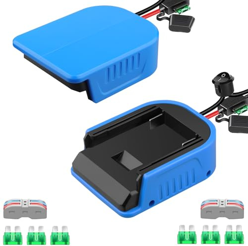 2Packs Power Wheel Adapter für Bosch Professional 18V System GBA Akku Adapter Converter Kit mit Sicherungen, Drahtklemmen, 14AWG Draht, Stromanschluss für Robotik und Rc Truck，Lampe