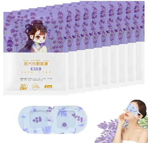 10 PCS Heated Eye Mask with Self-Heating Steam Tech - Lavender Fragrance for Dry, Dark Circles, Puffy Eye and Edema