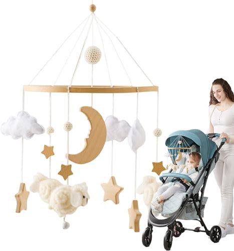 BABY CRIB Mobile - Hängende Dekorationen für Kinder, oszillierendes Bettzubehör | Tragbar Und Einfach Zu Entfernen Das Musikhandy Eine Krippendekoration Mit Zartem Klang Geeignet Für