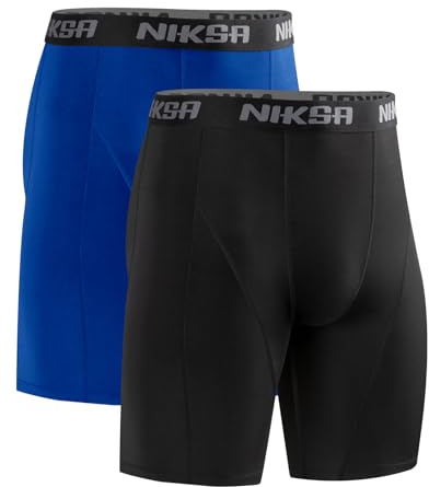 Niksa Shorts de compresión para hombre, pack de 1 o 2, ropa interior funcional para deporte, ropa interior base para correr, transpirable y de secado rápido, pantalón corto ajustado, L