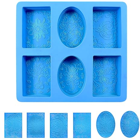 KQDRAVINE Stampi per sapone in silicone, stampo fai-da-te, 6 cavità