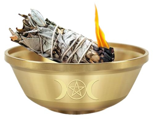 Générique Pentagramme En Laiton – Ensemble De Bols D’Aůtel (3 Pièces) Avec Motifs Lune & Arbre | Coupelles Métalliques Pour Cristaux, Encens & Offrandes | Parfait Pour Méditation, Yoga & Cérémonies