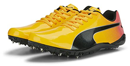 PUMA Unisex Evospeed Prep Sprint 3 Leichtathletik-Schuh, Sun Stream Sunset Glow Black, 42.5 EU