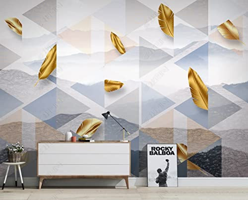 Papel Pintado Paisaje De Estilo Chino Con Hojas Doradas Mural No Tejido Sala De Estar Dormitorio Papel Tapiz Decoración De Pared 150Cm(W)*105Cm(H)