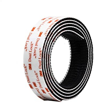 DPM Tapes - Bande Adhésive 3M Dual Lock SJ3550, Fixation Réutilisable Type Attache/Détache Haute Résistance pour Voiture, Dashcam, GoPro, Système de Péage, DIY, Noir (25,4 mm x 1 m)