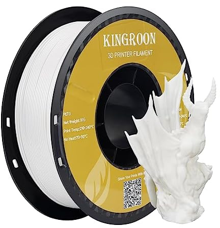 Kingroon PETG Filament 1.75mm, PLA 3D Drucker Filament Maßgenauigkeit +/- 0.03mm, 1KG Spule (2.2 LBS) PLA Filament für 3D Drucker, Weiß