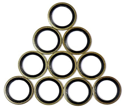 jiuxinyun 2/10 pezzi Rondella di tenuta M6 M8 M10 M12 M14 M16 M18 M20~M60 Rondella legata Metallo Gomma Tappo di scarico olio Guarnizione Anello di tenuta Assortimento Set(M12 (10pcs))