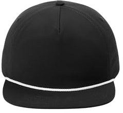 Port Authority 5-Panel Poly Rope Cap C981, Black/ White, One size