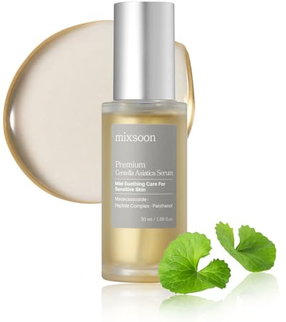 mixsoon Premium Centella Asiatica Serum – Siero Lenitivo, 5-Complex Centella, Ectoina, Pelli Sensibili e Reattive, Calma Arrossamenti, Trasparenza Affinata, 50ml