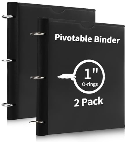 Tashkummy 360° Pivotable 3 Ring Binder, Upgraded Foldable Binders 1 inch 2 Pack, Thin Small Three Ring Binder Fits 8.5 x 11, for Home, School and Office Binders Supplies - Black