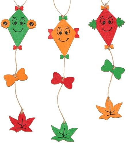 BOFUNX 3 Stücke Herbstdeko Fenster Hängend Holz Fensterdeko Herbst Hängend Dekoanhänger Holzdeko - Drachen Ahornblatt Schleife
